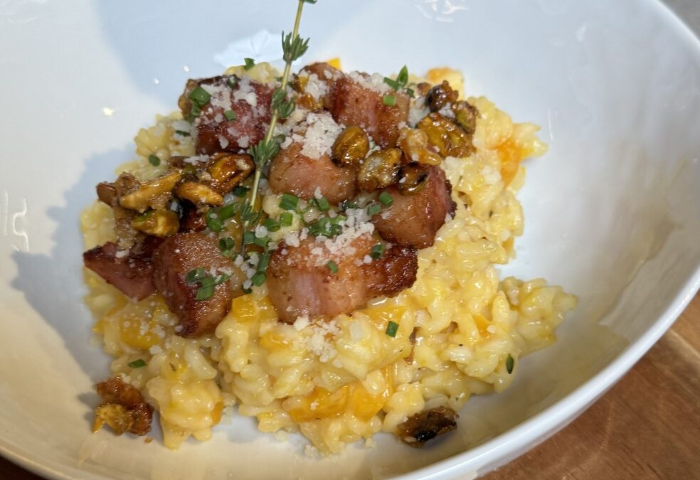 Risotto con calabaza y pancetta