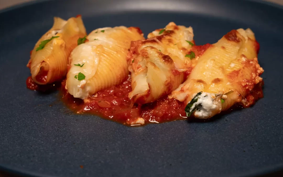 Pasta rellena con ricotta y espinaca